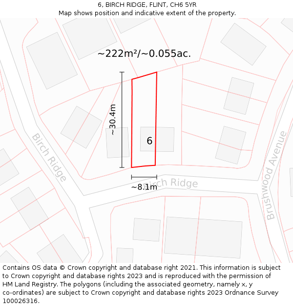 6, BIRCH RIDGE, FLINT, CH6 5YR: Plot and title map