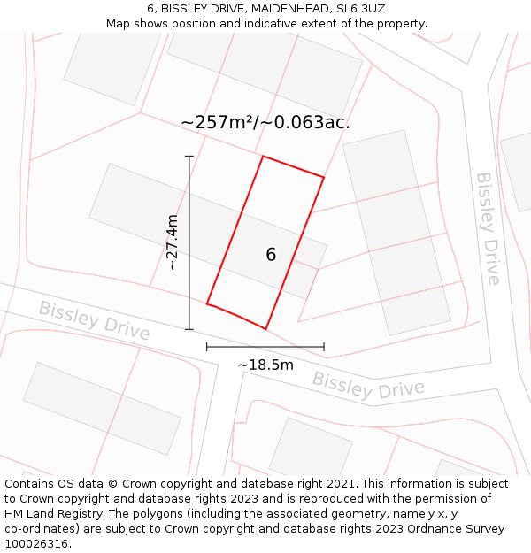 6, BISSLEY DRIVE, MAIDENHEAD, SL6 3UZ: Plot and title map