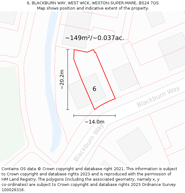6, BLACKBURN WAY, WEST WICK, WESTON-SUPER-MARE, BS24 7GS: Plot and title map