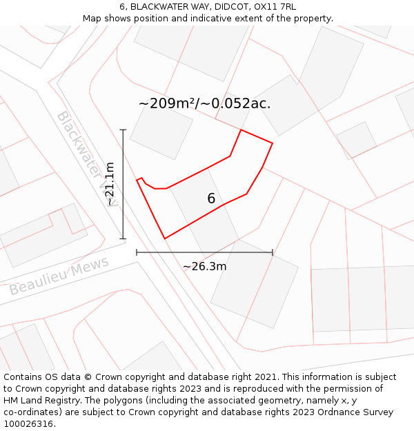 6, BLACKWATER WAY, DIDCOT, OX11 7RL: Plot and title map