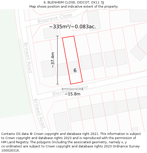 6, BLENHEIM CLOSE, DIDCOT, OX11 7JJ: Plot and title map