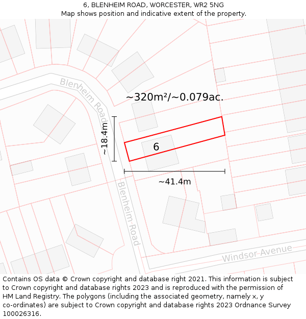 6, BLENHEIM ROAD, WORCESTER, WR2 5NG: Plot and title map