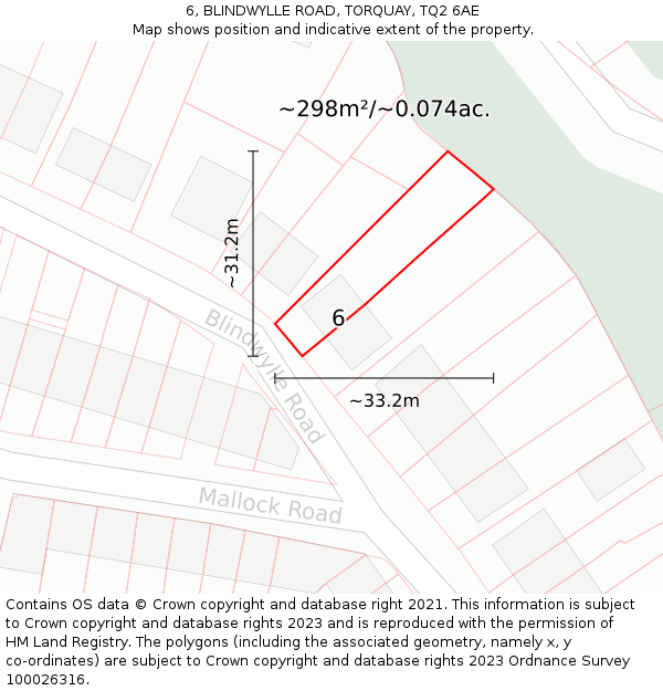 6, BLINDWYLLE ROAD, TORQUAY, TQ2 6AE: Plot and title map