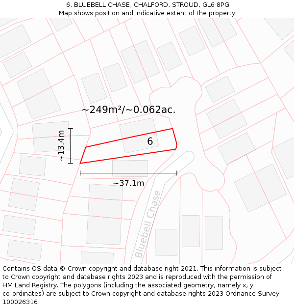 6, BLUEBELL CHASE, CHALFORD, STROUD, GL6 8PG: Plot and title map