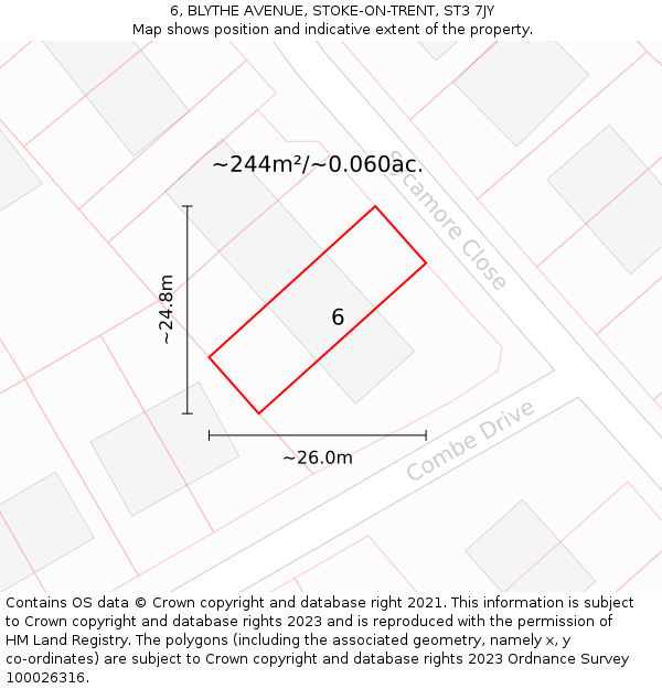 6, BLYTHE AVENUE, STOKE-ON-TRENT, ST3 7JY: Plot and title map
