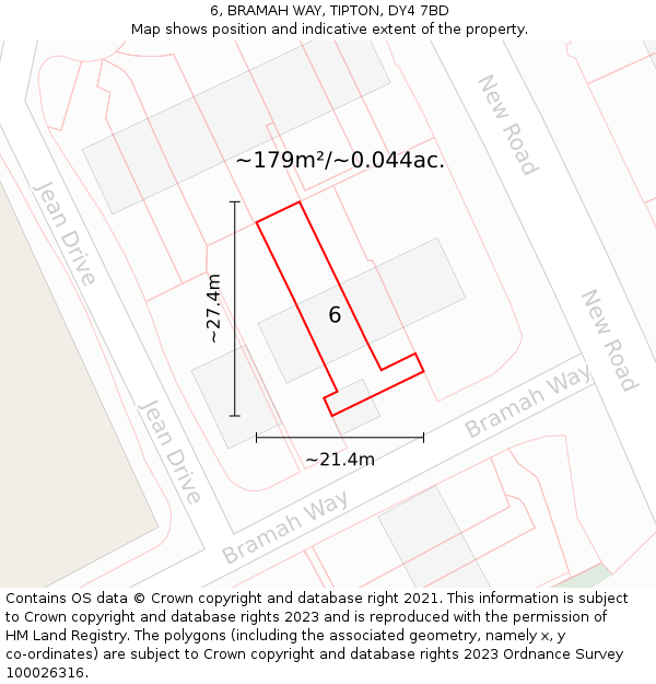 6, BRAMAH WAY, TIPTON, DY4 7BD: Plot and title map