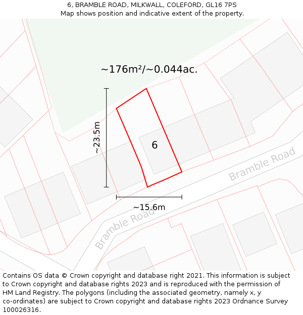 6, BRAMBLE ROAD, MILKWALL, COLEFORD, GL16 7PS: Plot and title map
