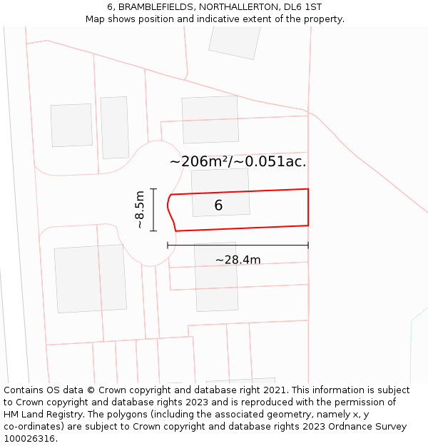 6, BRAMBLEFIELDS, NORTHALLERTON, DL6 1ST: Plot and title map
