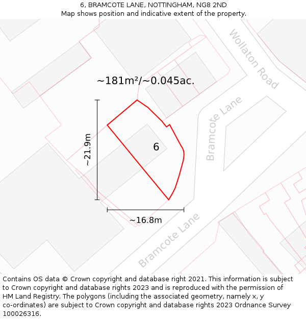 6, BRAMCOTE LANE, NOTTINGHAM, NG8 2ND: Plot and title map