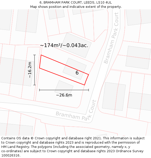 6, BRAMHAM PARK COURT, LEEDS, LS10 4UL: Plot and title map