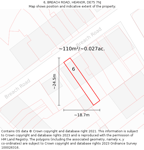 6, BREACH ROAD, HEANOR, DE75 7NJ: Plot and title map