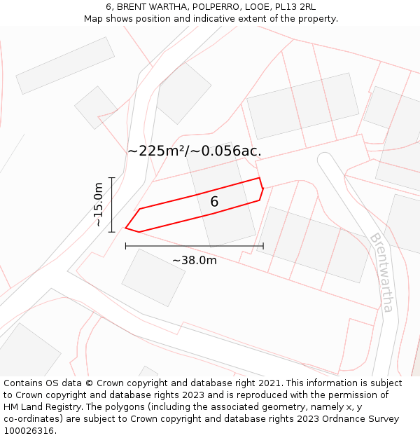 6, BRENT WARTHA, POLPERRO, LOOE, PL13 2RL: Plot and title map