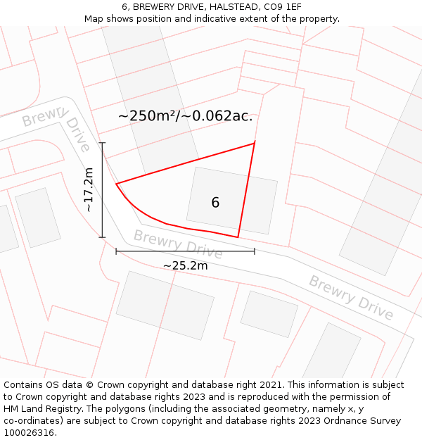 6, BREWERY DRIVE, HALSTEAD, CO9 1EF: Plot and title map