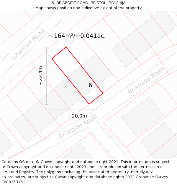 6, BRIARSIDE ROAD, BRISTOL, BS10 6JA: Plot and title map