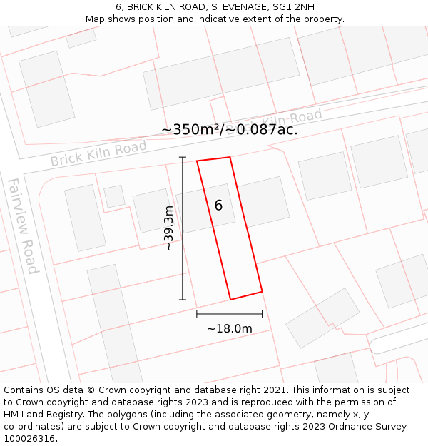 6, BRICK KILN ROAD, STEVENAGE, SG1 2NH: Plot and title map