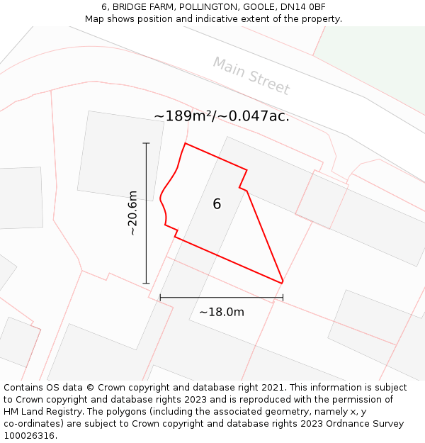 6, BRIDGE FARM, POLLINGTON, GOOLE, DN14 0BF: Plot and title map