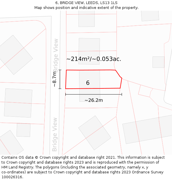 6, BRIDGE VIEW, LEEDS, LS13 1LS: Plot and title map