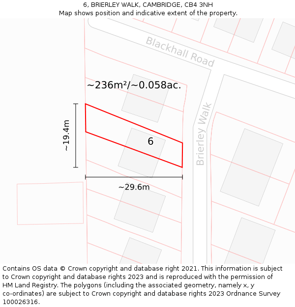 6, BRIERLEY WALK, CAMBRIDGE, CB4 3NH: Plot and title map