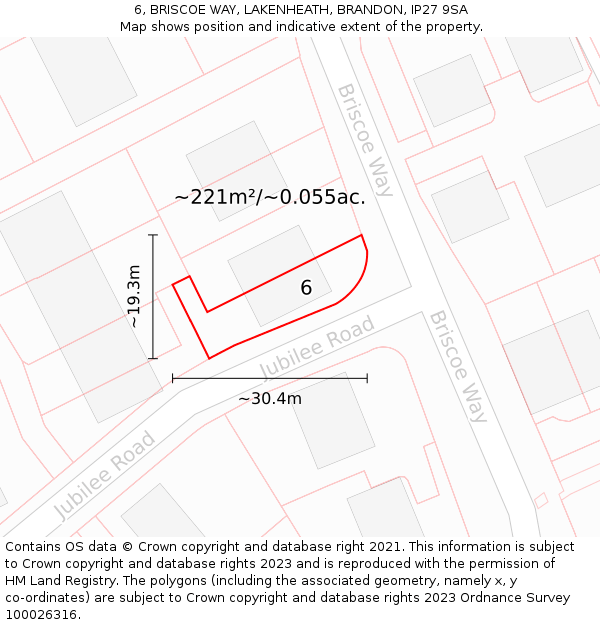 6, BRISCOE WAY, LAKENHEATH, BRANDON, IP27 9SA: Plot and title map