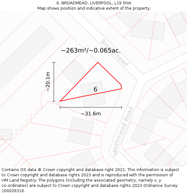 6, BROADMEAD, LIVERPOOL, L19 5NA: Plot and title map