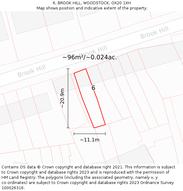 6, BROOK HILL, WOODSTOCK, OX20 1XH: Plot and title map