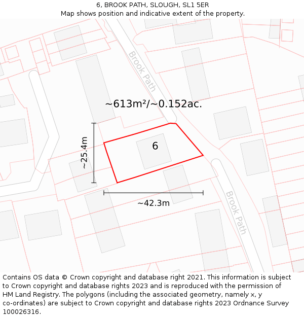 6, BROOK PATH, SLOUGH, SL1 5ER: Plot and title map