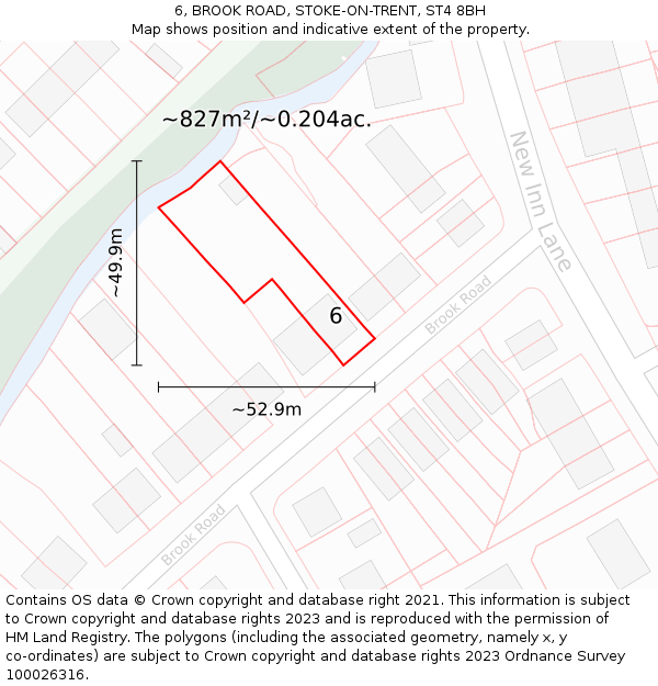 6, BROOK ROAD, STOKE-ON-TRENT, ST4 8BH: Plot and title map