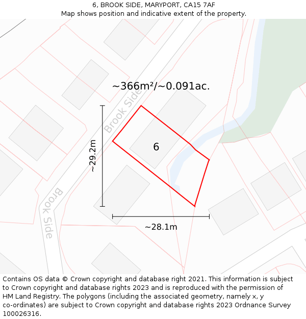 6, BROOK SIDE, MARYPORT, CA15 7AF: Plot and title map