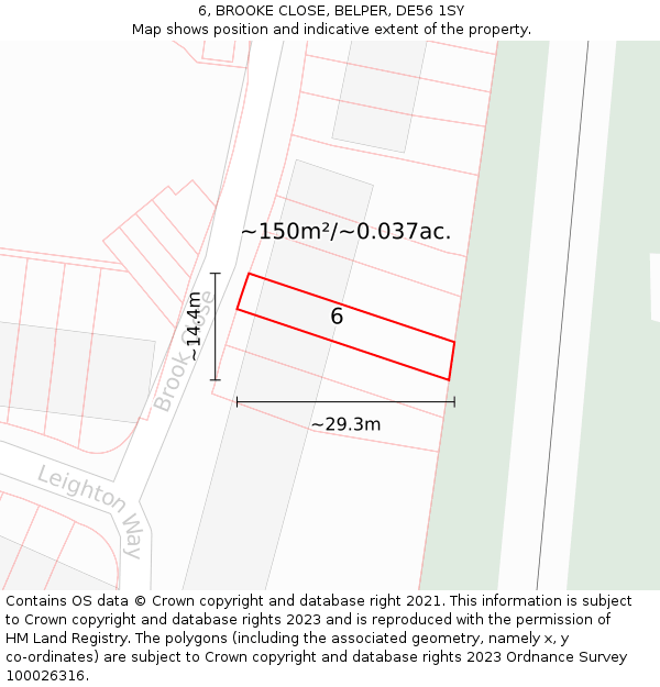 6, BROOKE CLOSE, BELPER, DE56 1SY: Plot and title map