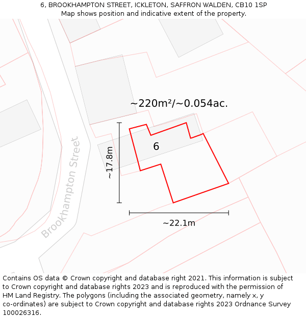 6, BROOKHAMPTON STREET, ICKLETON, SAFFRON WALDEN, CB10 1SP: Plot and title map