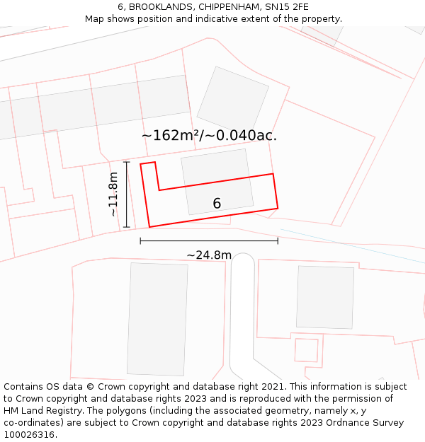 6, BROOKLANDS, CHIPPENHAM, SN15 2FE: Plot and title map