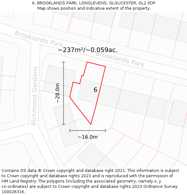 6, BROOKLANDS PARK, LONGLEVENS, GLOUCESTER, GL2 0DP: Plot and title map