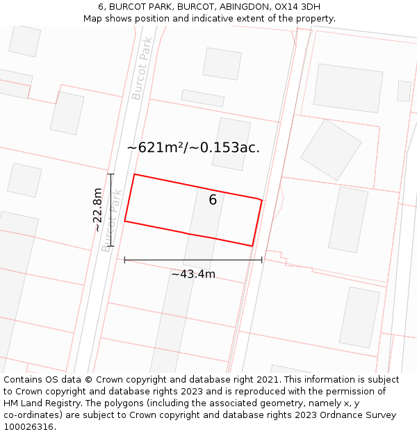 6, BURCOT PARK, BURCOT, ABINGDON, OX14 3DH: Plot and title map