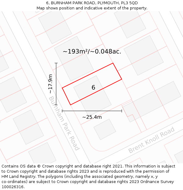 6, BURNHAM PARK ROAD, PLYMOUTH, PL3 5QD: Plot and title map