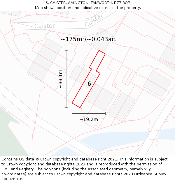 6, CAISTER, AMINGTON, TAMWORTH, B77 3QB: Plot and title map