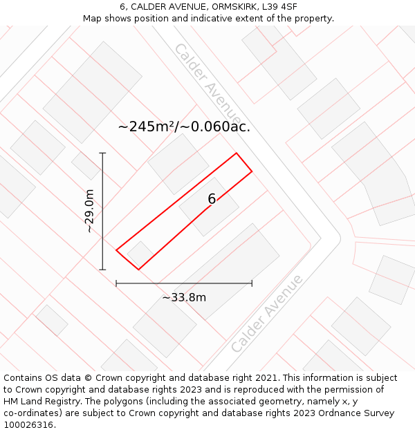 6, CALDER AVENUE, ORMSKIRK, L39 4SF: Plot and title map
