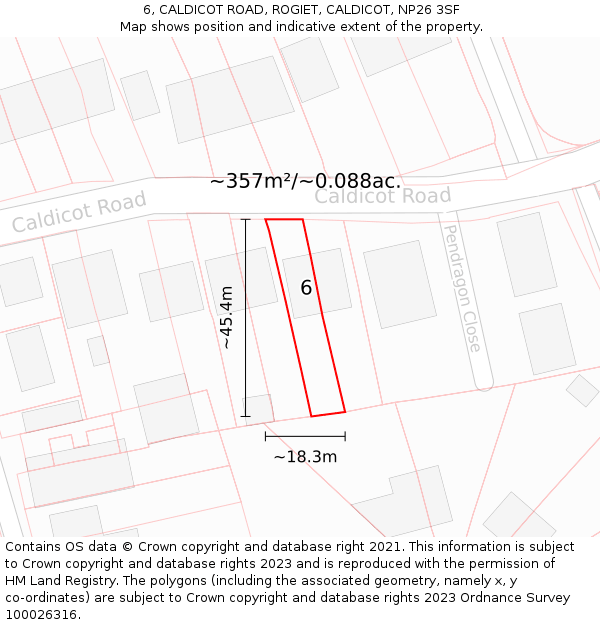 6, CALDICOT ROAD, ROGIET, CALDICOT, NP26 3SF: Plot and title map