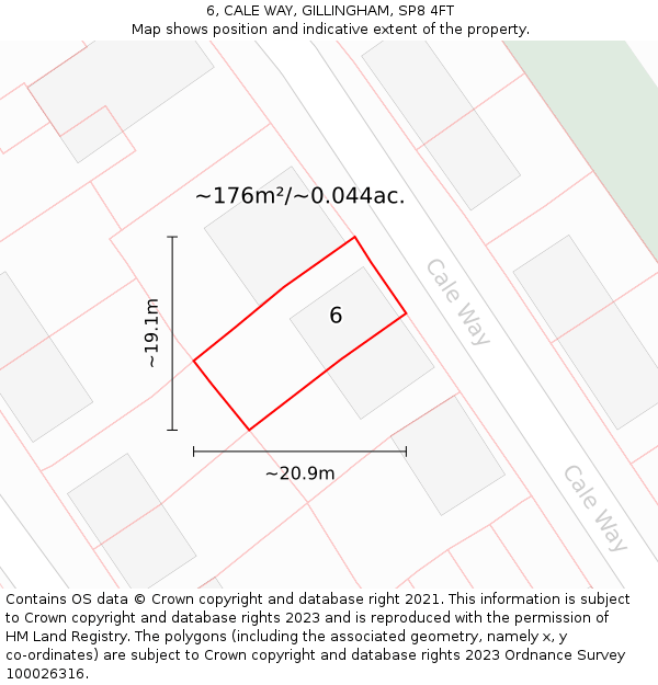 6, CALE WAY, GILLINGHAM, SP8 4FT: Plot and title map
