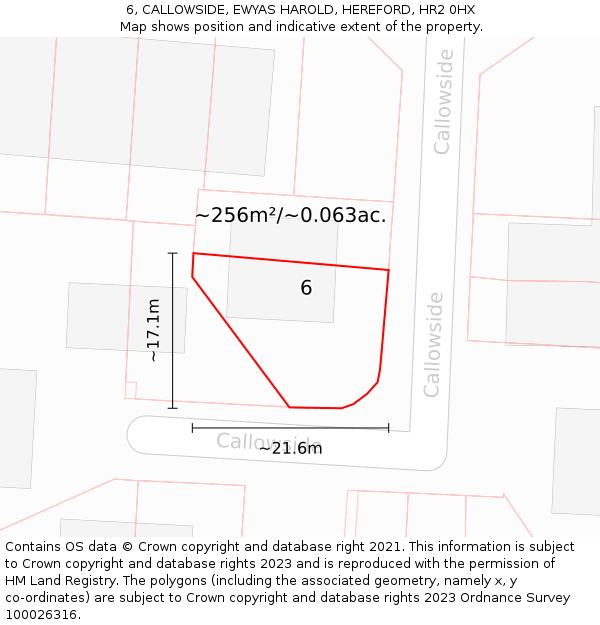 6, CALLOWSIDE, EWYAS HAROLD, HEREFORD, HR2 0HX: Plot and title map