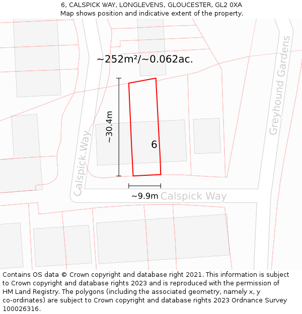6, CALSPICK WAY, LONGLEVENS, GLOUCESTER, GL2 0XA: Plot and title map