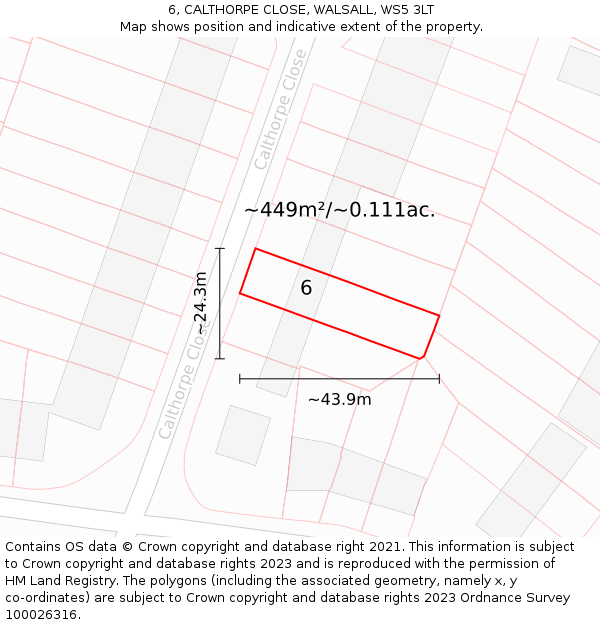 6, CALTHORPE CLOSE, WALSALL, WS5 3LT: Plot and title map