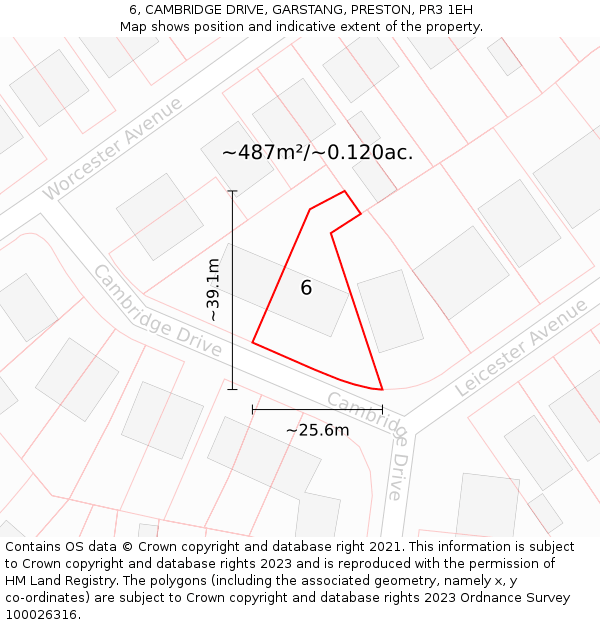 6, CAMBRIDGE DRIVE, GARSTANG, PRESTON, PR3 1EH: Plot and title map