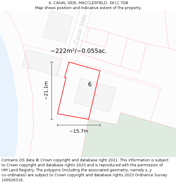 6, CANAL SIDE, MACCLESFIELD, SK11 7DB: Plot and title map