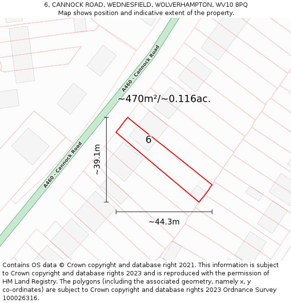 6, CANNOCK ROAD, WEDNESFIELD, WOLVERHAMPTON, WV10 8PQ: Plot and title map
