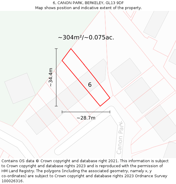 6, CANON PARK, BERKELEY, GL13 9DF: Plot and title map