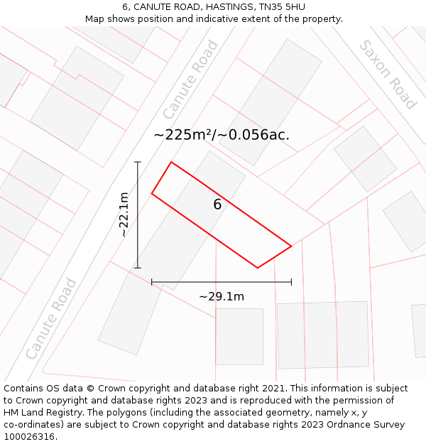 6, CANUTE ROAD, HASTINGS, TN35 5HU: Plot and title map