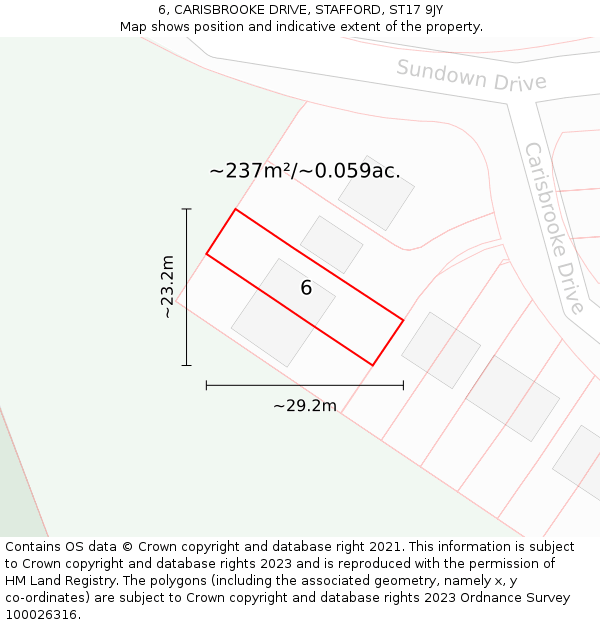 6, CARISBROOKE DRIVE, STAFFORD, ST17 9JY: Plot and title map