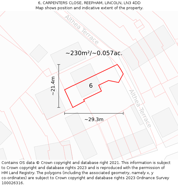 6, CARPENTERS CLOSE, REEPHAM, LINCOLN, LN3 4DD: Plot and title map