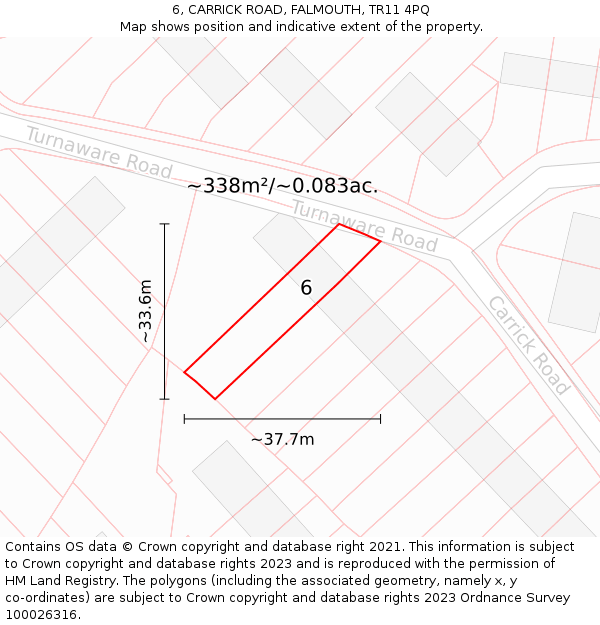 6, CARRICK ROAD, FALMOUTH, TR11 4PQ: Plot and title map