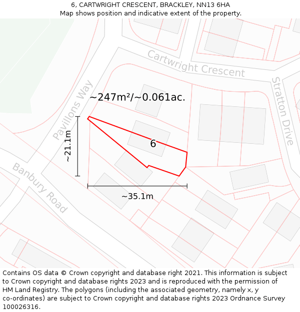 6, CARTWRIGHT CRESCENT, BRACKLEY, NN13 6HA: Plot and title map